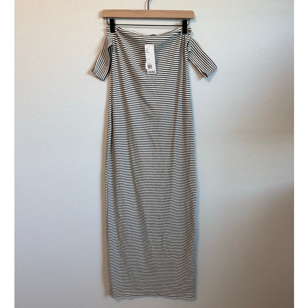 Urban Outfitters Spencer Off-The-Shoulder SIZE L Knit Midi‎ Dress Striped